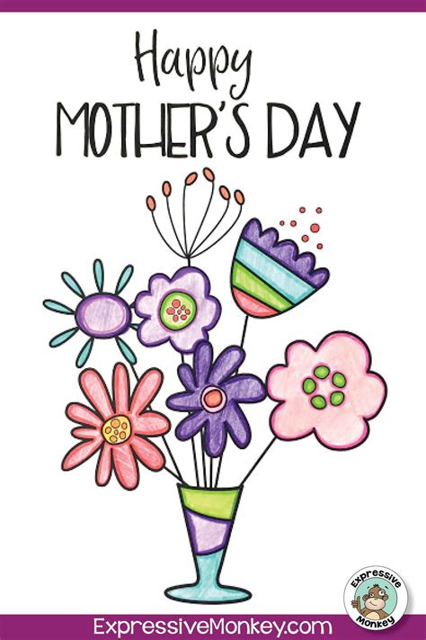 flower drawing for mother's day