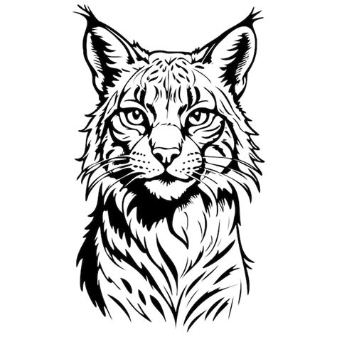 Retrato de lince isolado desenhado à mão ilustração de animal fundo ...
