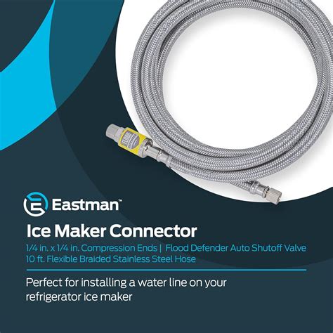 Buy Eastman Ice Maker Connector, 1/4 Inch Compression, Flood Defender ...