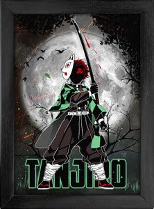 Tanjiro Moon Poster with Frame (Black) Paper Print - Comics posters in ...