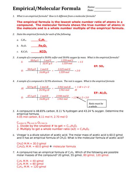 Image result for Empirical Formula Problems
