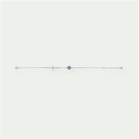 Rhodium-Plated Evil Eye and Cross Bracelet - The Jewel Vault