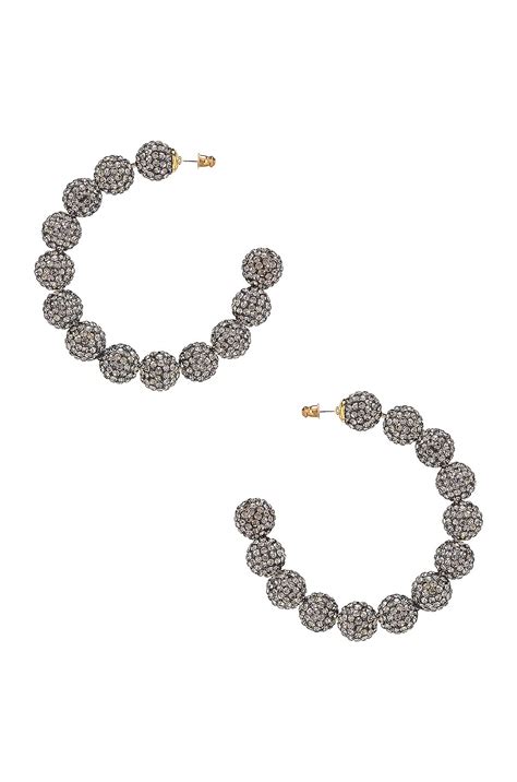 Lele Sadoughi Stardust Crystal Hoop Earrings in Black Diamond | FWRD