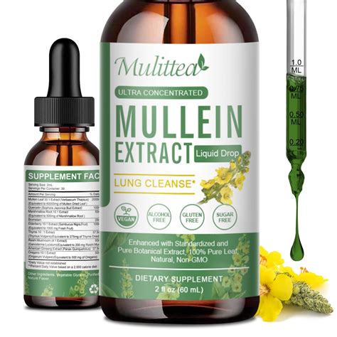 Amazon.com: Mullein Drops for Lungs - Lung Cleanse & Detox- Vegan Mullein Leaf Extract Support ...