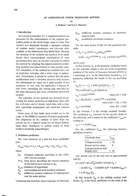 Holtrop calcolo statistico resistenza - A N A P P R O X I M A T E POWER ...