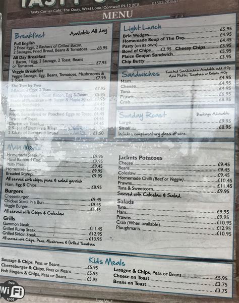 Tasty Corner Café full menu online
