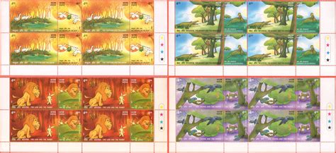 Mahaphilla India 2001 Stories of Panchatantra Se - Tenant Block of 4 ...
