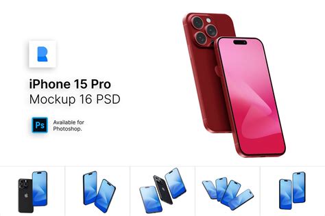 iPhone 15 Pro Mockups 16 PSD – MasterBundles