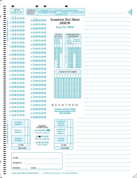 95946 Test Sheet 50/W (500/PKG) - Scantron Corporation