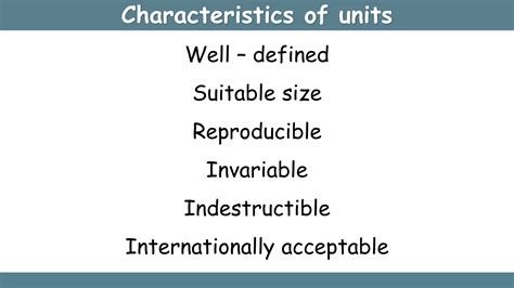 Characteristics Of Unit