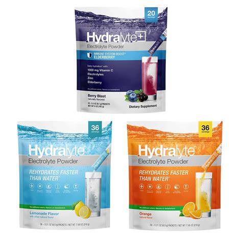 Hydralyte Hydrating Electrolyte Powder Packets Bundle Immunity Boost ...