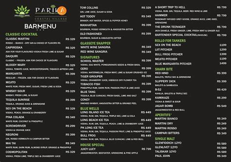 Menu at Parika Coastal Village Bar & Kitchen, Bengaluru, #1086/A