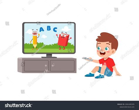 Boy Watching Tv Clipart