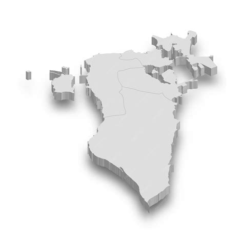 Premium Vector | 3d bahrain white map with regions isolated