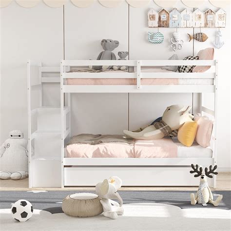 KOMFOTT Twin Over Twin Bunk Bed with Trundle & India | Ubuy