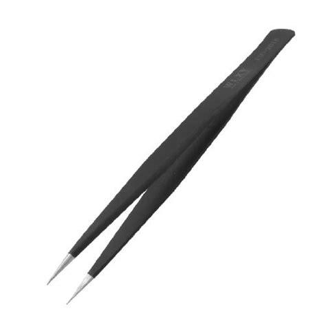 Solver Tone Black Metal Hand Tool Pincers Straight ESD Tweezers ...