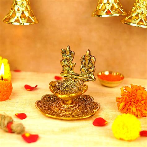 Gold Plated Hand Shaped Lakshmi Ganesh Diya 3.3 inch – ServDharm