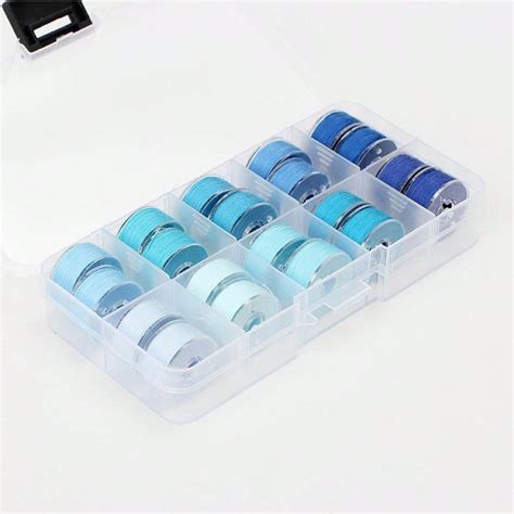 10-Grid New Bobbin Box With Transparent Thread, Bobbin With Fixed Color ...