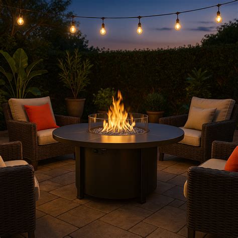 Latitude Run® Dobbs 48" Round Outdoor Fire Pit Table 40,000 BTU With ...