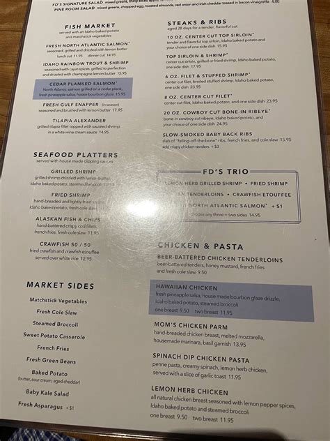 Menu at FD's Grillhouse steakhouse, Tyler, S Broadway Ave #494