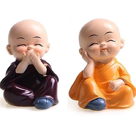 Efillooc Mini Little 4 Monk Buddha Miniature Figurine 5.5cms Set of ...