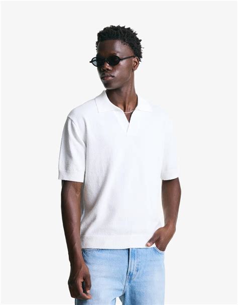 Textured terry polo shirt - Men | Bershka