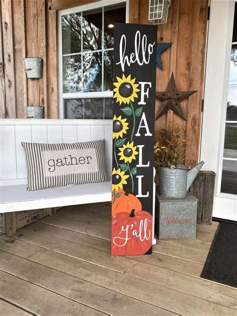 Hello Fall Y'all Porch Sign Fall Pumpkin Porch Sign Thanksgiving Porch Fall Porch - Etsy | Fall ...
