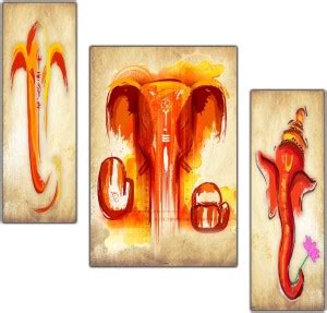pnf Ganeshji Set of 3 MDF Panel-0895- Digital Reprint 12 inch x 18 inch ...