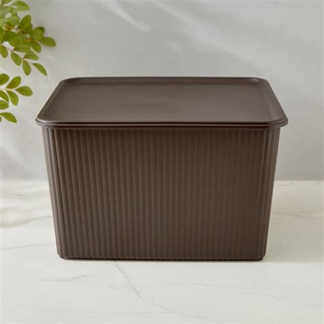 Buy Fiesta Saffiano Polypropylene Ribbed Storage Basket with Lid from ...