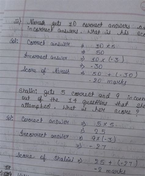 In a class test containing 20 questions four marks are awarded for ...