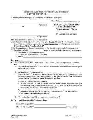 2010 Form OR General Judgment of Dissolution of Marriage/Domestic ...