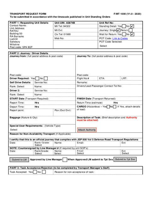 Fillable Online FMT 1000 Transport Request Form Fax Email Print - pdfFiller