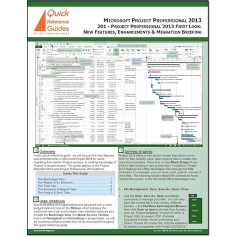 Buy Microsoft Project 2013 Quick Reference Guide (Cheat Sheet ...