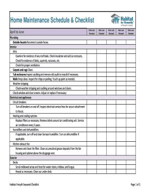 Home Maintenance Schedule & Checklist - Blank Fillable Template | Fill ...