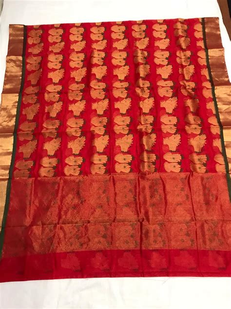 "MEHANDI LAGE HAATH ", RED DESIGNER CHANDERI SILK SAREE FOR WOMEN -SAC ...
