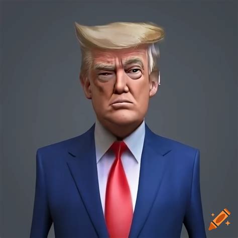 3D render of Donald Trump in a blue suit t-posing on Craiyon