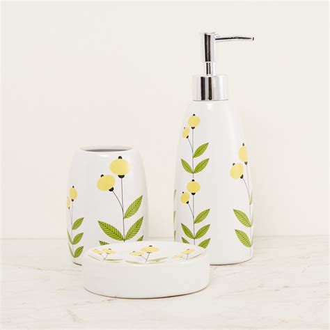 Buy MekongFloral Print 3-Piece Bathroom Accessory Set from Home Centre ...
