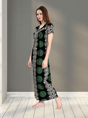 AV2 Women's Cotton Printed Maxi Nighty (1157CS_Blue_S) : Amazon.in: Fashion