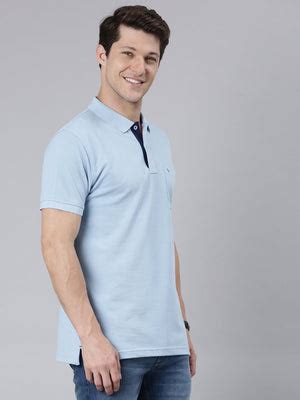 Classic Polo Men's Half Sleeve Blue Polo Neck Slim Fit Solid T-Shirt
