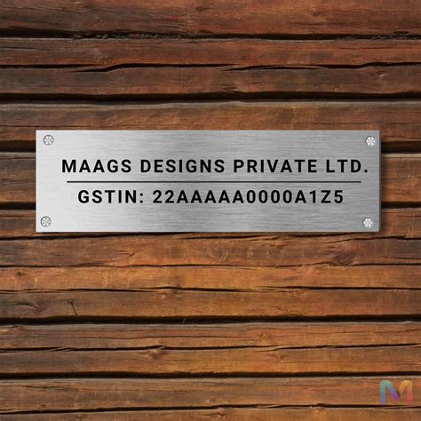 Stainless Steel Name Plate with GST Number, GST Number Plate Vanguard ...
