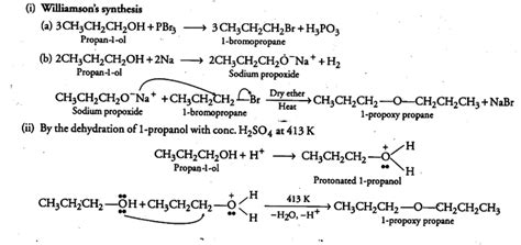 How is 1-propoxy propane synthesised from propan-1-ol ? Write the ...