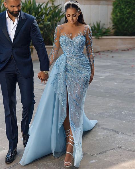 Blue Wedding Dresses: 27 Looks For Bride | Prom dresses long with sleeves, Prom dresses with ...