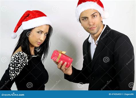 Unhappy Couples for a Gift at Christmas Stock Image - Image of conflict ...