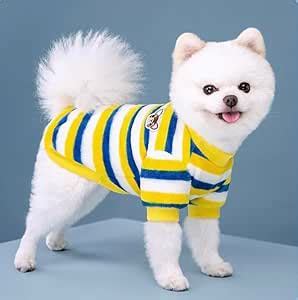KUTKUT Soft Warm Fleece Small Dog & Cat Shirt, Cute Stripe Pattern ...