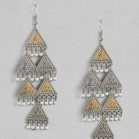 Dual-tone Silver Oxidised Earrings