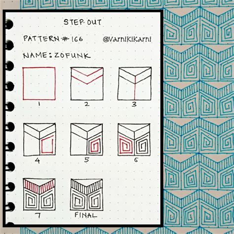 Step-out for Pattern # 166 Pattern name : Zofunk Pattern by : VarniKiKarni Steps to untangle ...