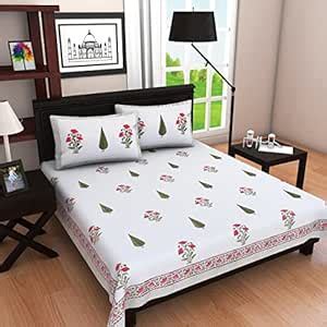 Indigenous Handicrafts 150 TC Pure Cotton Hand-Blocked Printed Bedsheet ...
