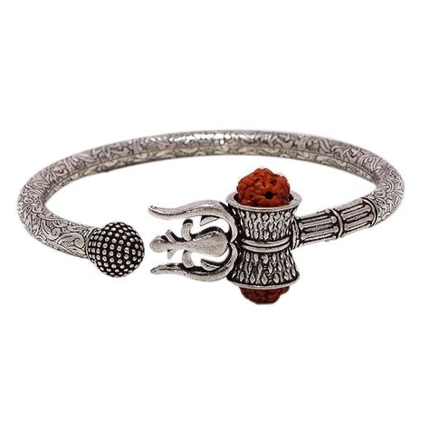 Buy Hope Gems & Jewels™ 925 Pure Silver Rudraksha Shiv Trishul Damroo ...