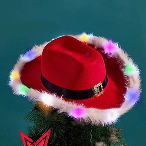 Baqcunre Cowboy Hat, Christmas Hat Santa Hats Adult Christmas Feather ...
