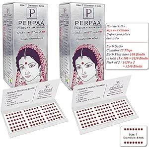 PERPAA Premium Velvet Sticker Kumkum Bindi Box of 15 Flaps Each Pack 2 ...